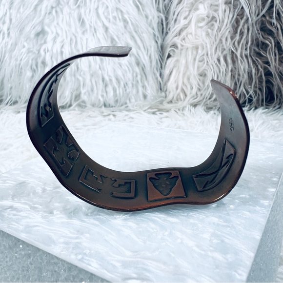 S VINTAGE INDIAN ART DECCO MODERNIST CHIC SOLID COPPER CUFF Bracelet - Picture 3 of 5